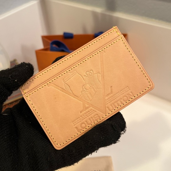 Navy Monogram Mini Lin Porte Billets Cartes Credit Wallet